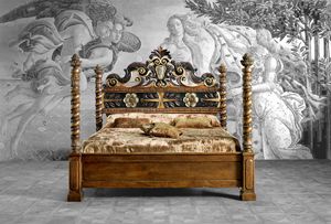 Art. 655 bed, Luxurious bed, with columns and precious carvings