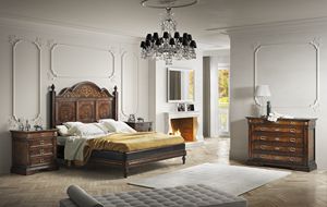 Art. 673 bed, Classic style bed with inlaid headboard