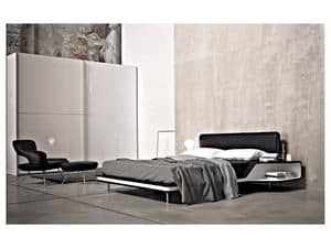 Ayrton, Bed with integrated nightstand, headboard available