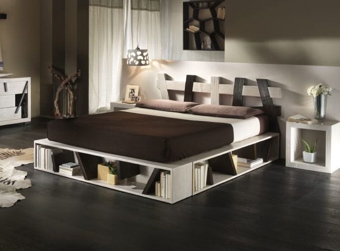Bed cross black white, Ethnic bed with bed frame with container