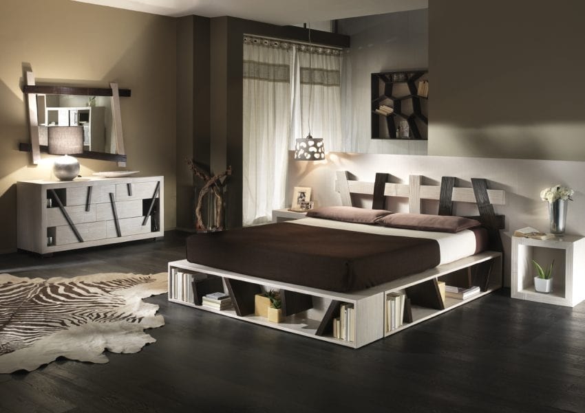 Bed cross black white, Ethnic bed with bed frame with container