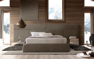 Boiserie comp.01, Wooden headboard for bed, modular and elegant