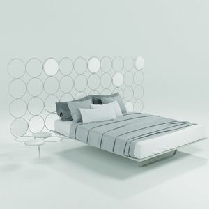 Cerchi, Modern bed with metal structure, headboard in hive form