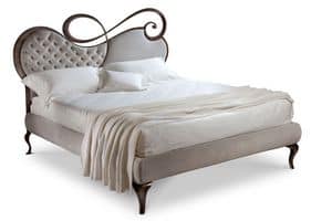 Chopin letto, Double bed, wood frame, upholstered headboard