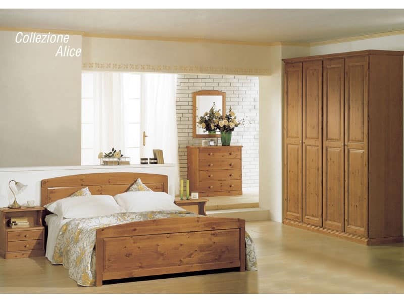 Collection Alice Double Bed, Wooden bed for chalets and rustic hotels