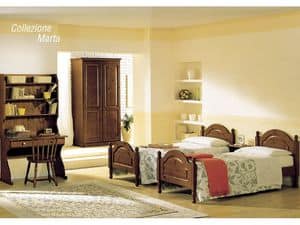 Collection Marta, Bed with wood headboard and footboard, rustic style