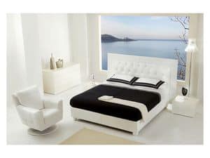 Foscari, Bed with upholstered headboard, for Classic bedroom