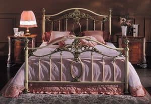 GIORGIA 1299 BRO/AV, Bed in lacquered iron, brass finishing, for hotel