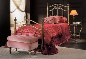 LARA 1400, Classic single bed, in brass for hotel Room