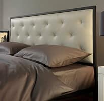 Minimal, Double bed with upholstered tufted headboard