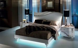 Mir letto, Bed with fluid forms, with LED back-lighting