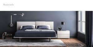 MONTECARLO, Double bed made of melamine and faux leather