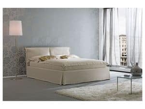 Nuvola, Modern bed, wooden structure, padded polyurethane