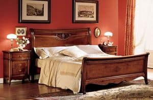 Opera bed, Wooden double bed with inlaid hand-made