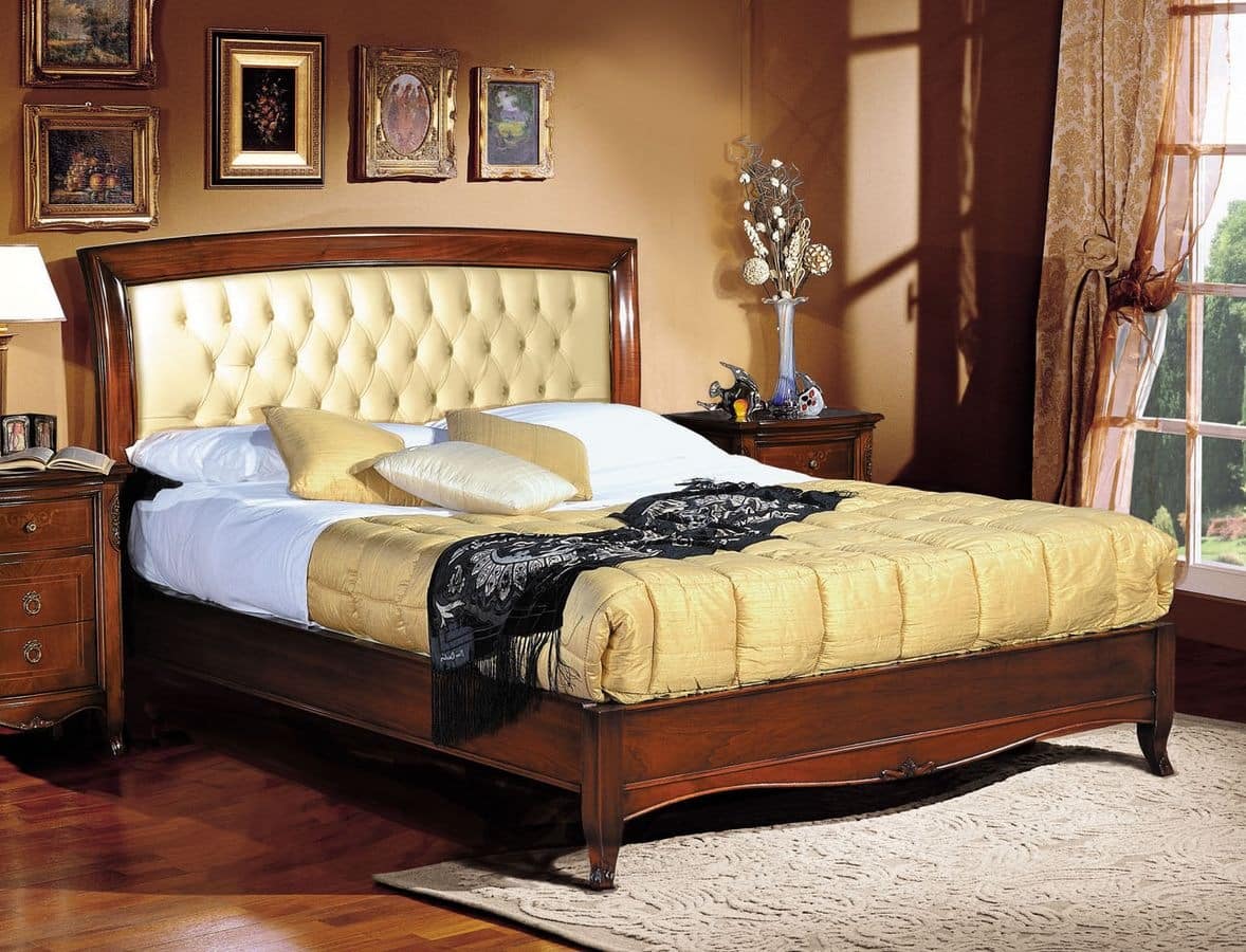 Praga bed, Luxury classic bed, upholstered tufted headboard