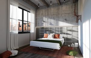 Rettangolo, Bed with bookcase headboard ideal for modern apartments