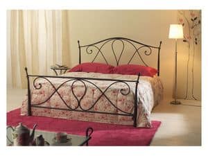 Selene, Tapered iron double bed, antique finish
