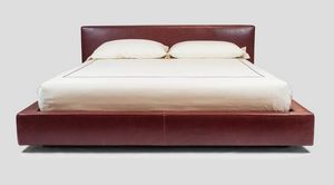 Sole, Double bed with structure covered in leather