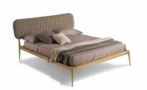Urbino imbottito, Upholstered double bed, metal frame, tufted headboard