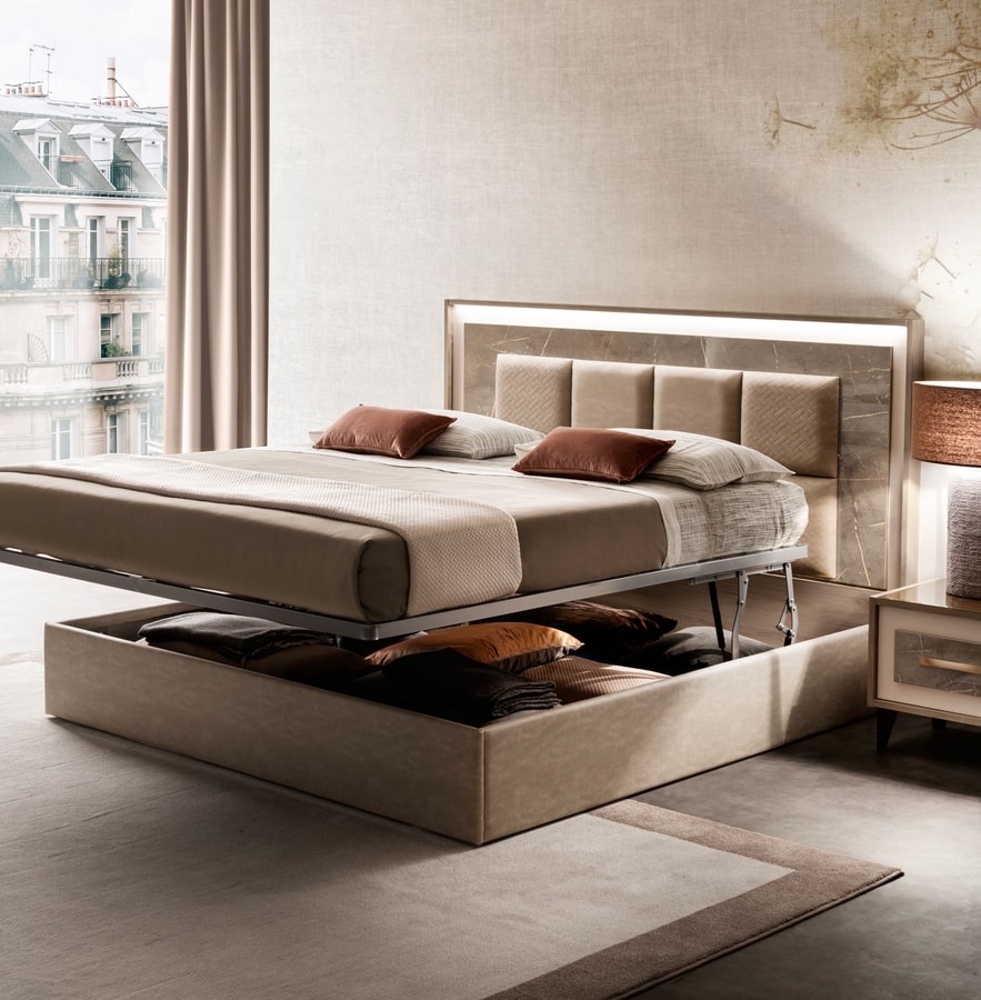 AMBRA padded bed, Bed with upholstered headboard