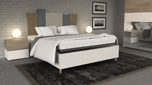 Roberta, Modern bed with container, padded headboard