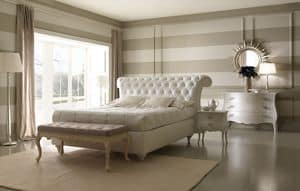 Via Montenapoleone 6050+6053 letto, Comfortable bed in classic style, with storage box, leather upholstery