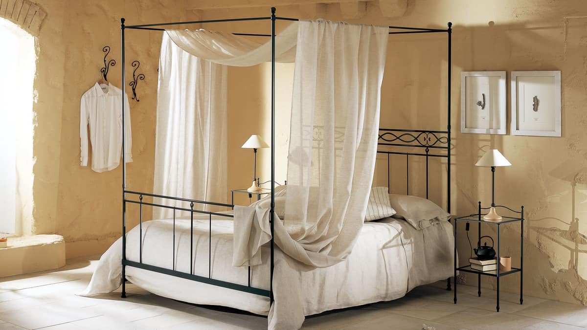 Sirolo letto, Iron bed, wire welds, various finishes, for hotels