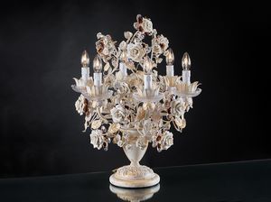 Art. 1456/LG6, Table lamp with Capodimonte ceramic roses