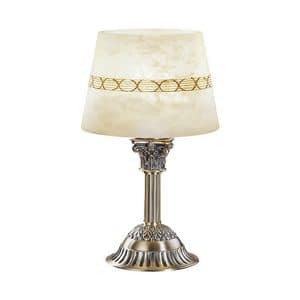 Art. 27089/LP, Table lamp, with alabaster, in brushed metal