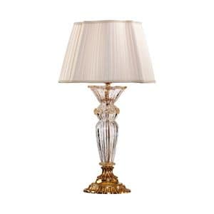 Art. 4795/LG, Table lamp, in pure gold, with silk shade
