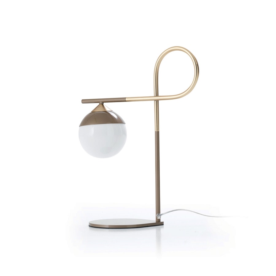 Node Art. 1491 - 1492, Iron and brass table lamp with glass diffuser