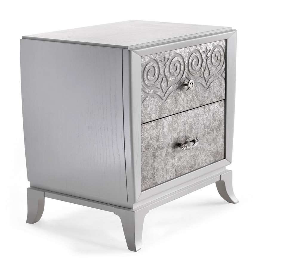 AN 721 PB, Bedside table with silver fronts