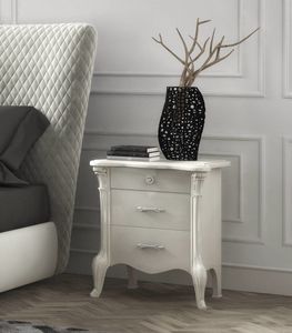 City Art. C22104, Nightstand in white lacquered finish