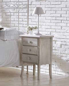 Beniamino bedside table, Solid wood bedside table, with iron handles