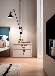 Break Up, Wooden bedside table with decorative metal inserts
