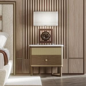BRERA BRECOM / nightstand, Contemporary style bedside table, in canaletto walnut