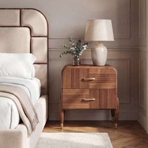 CANALETTO CANACOM / nightstand, Elegant bedside table with canaletto walnut veneer