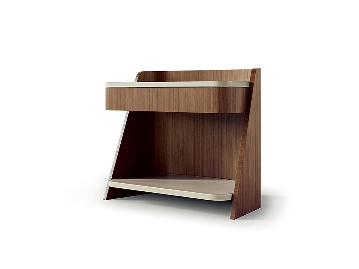 CD34 Shape nightstand, Bedside table with leather top