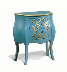 Comodino bombato, Outlet bedside table, with handcrafted decorations
