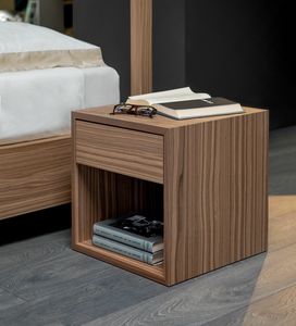 CUB�, Cubic-shaped wooden bedside table