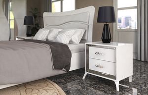 Emily, Glossy white lacquered bedside table