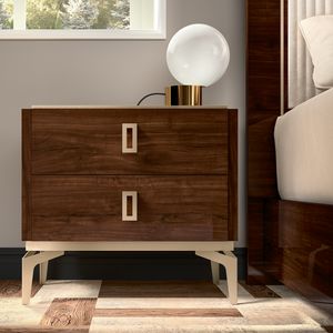 Eva Art. EABNOCD01, Bedside table with essential shapes, glossy walnut lacquered finish