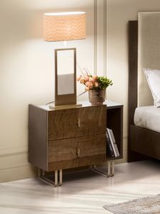 FIAMMA nightstand, Bedside tables with retro-silk-screened glass top
