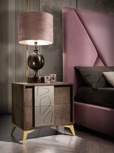 Grazia bedside table, Bedside table with satin mirror handle