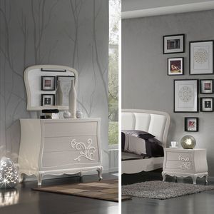 Iris IRISEGRU1, Dresser and bedside table with embossed decorations