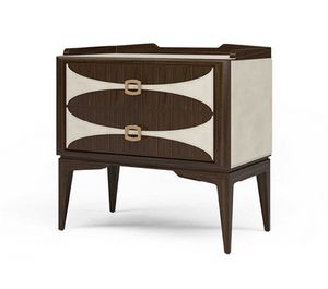 Le Tamerici, Bedside table in American walnut, with leather upholstery