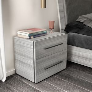 Mia Art. MIBGRCD01M - MIBGRCD01, Modern bedside table, gray glossy lacquered finish