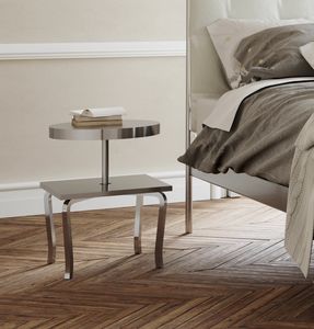Prince, Modern wood and metal bedside table, steel shelves