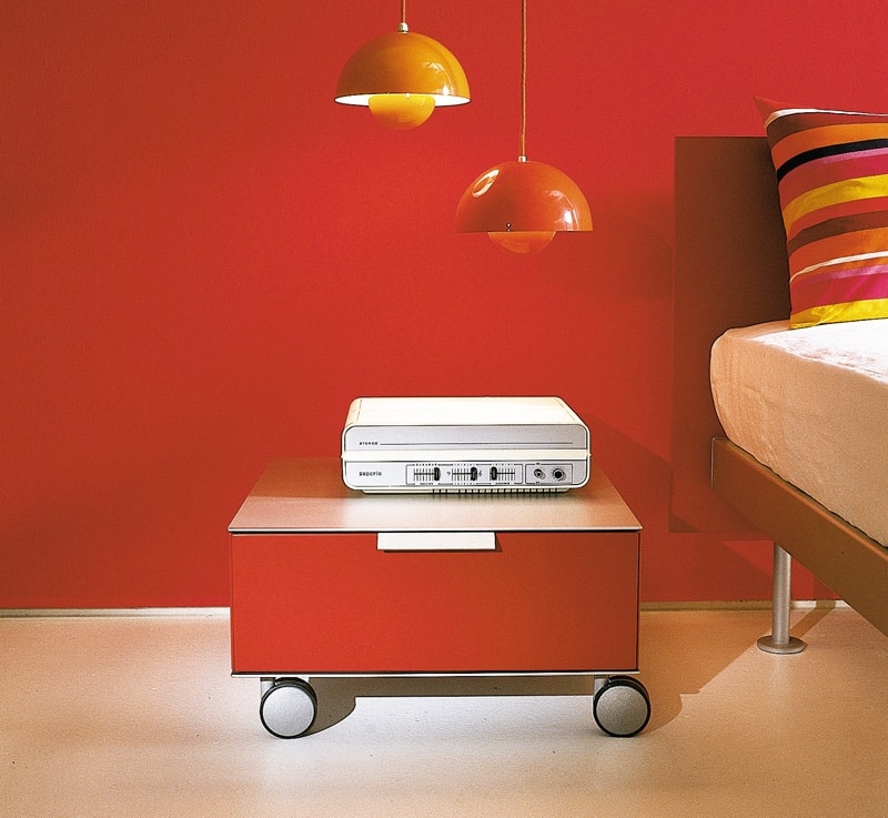 PRISMA comp.02, Modern bedside table, aluminum handle, for children rooms