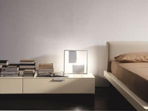 PRISMA comp.08, Modern bedside table, linear design, for the bedroom